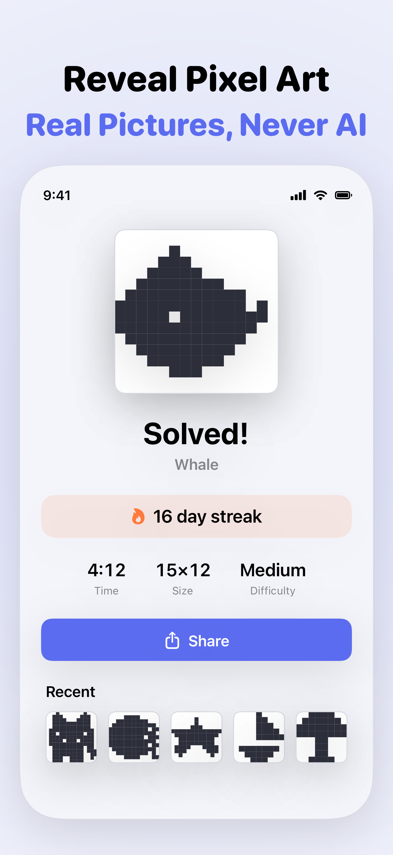 A solved nonogram revealing hand-drawn pixel art